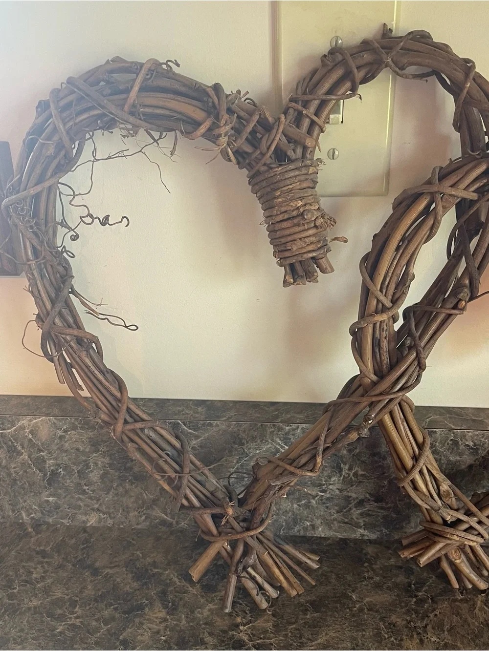 2 Vintage Grapevine Twig Heart Shaped Wall Hangings Primitive Rustic Country